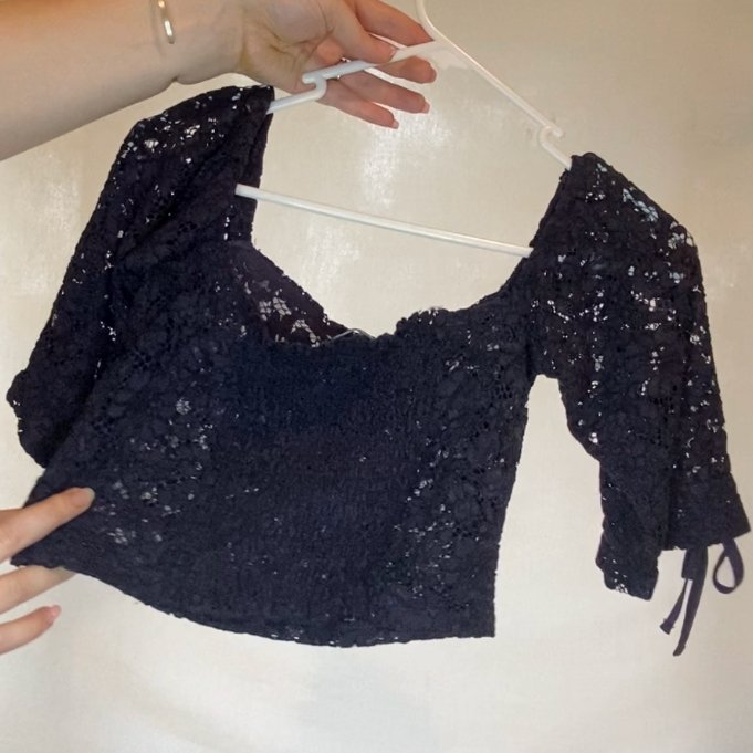 Zara Navy Lace Crop Top - Getting Thrifty