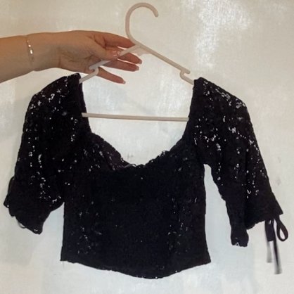 Zara Navy Lace Crop Top - Getting Thrifty