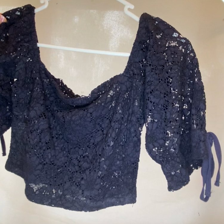 Zara Navy Lace Crop Top - Getting Thrifty