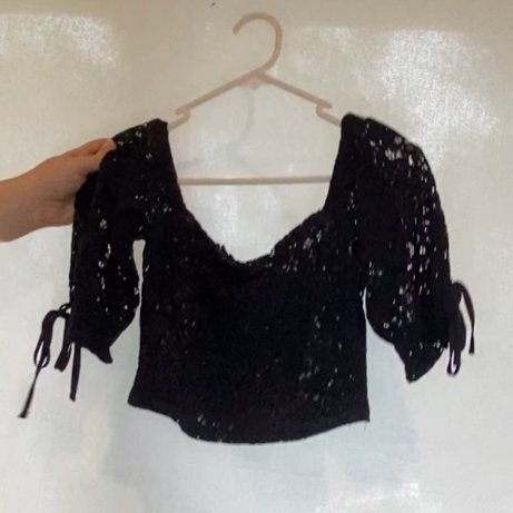 Zara Navy Lace Crop Top - Getting Thrifty